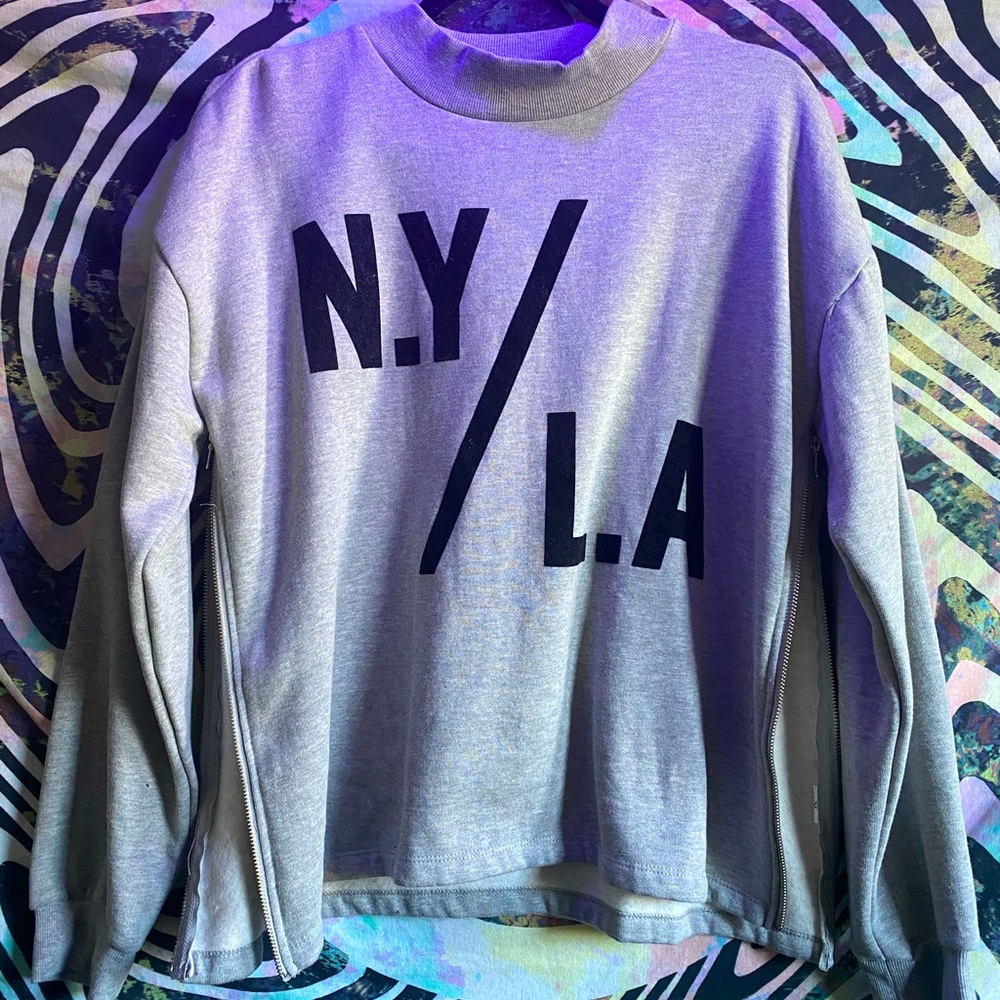 'NY//LA' Zip-Side Sweatshirt